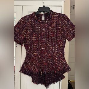 Zara Women's Multicolor Tweed Top size xsmall